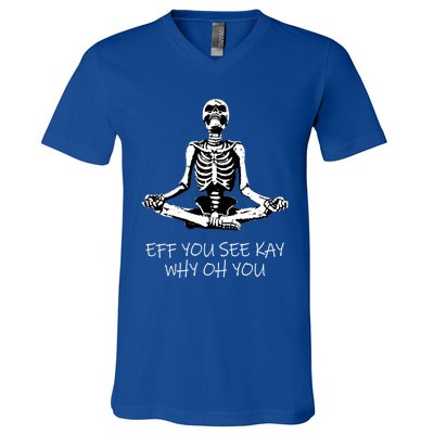 Eff You See Kay Why Oh You Skeleton Yoga Vintage Sunset Great Gift V-Neck T-Shirt