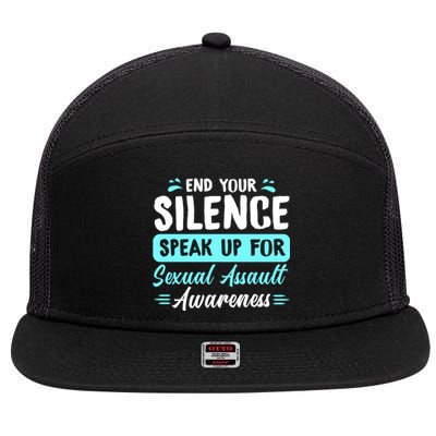 End Your Silence Speak Up For Sexual Assault Awareness Meaningful Gift 7 Panel Mesh Trucker Snapback Hat