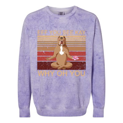 Eff You See Kay Why Oh You Funny Vintage Dog Yoga Colorblast Crewneck Sweatshirt