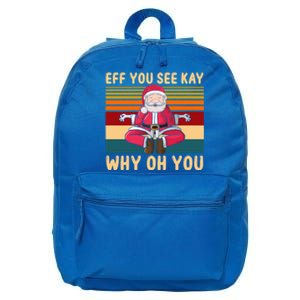 Eff You See Kay Why Oh You Retro Santa Yoga Christmas Gift 16 in Basic Backpack