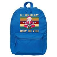 Eff You See Kay Why Oh You Retro Santa Yoga Christmas Gift 16 in Basic Backpack