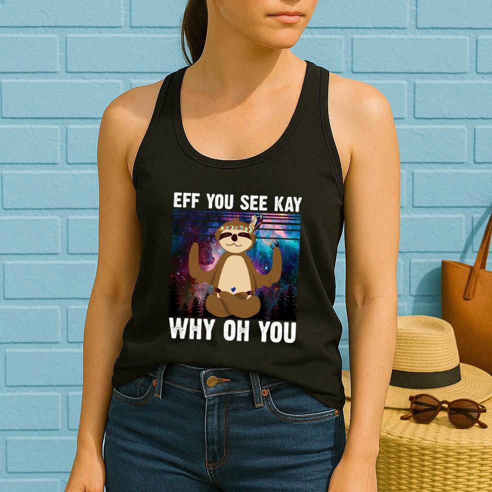 Eff You See Kay Why Oh You Yoga Sloth Space Galaxy Womens Tank Top