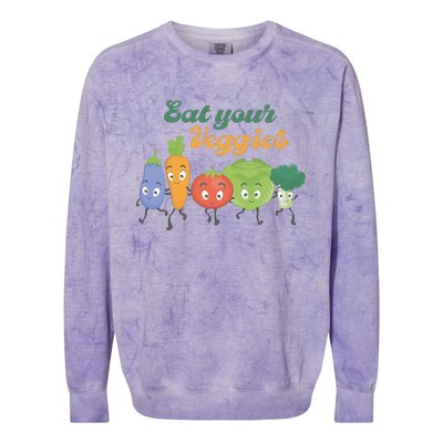 Eat Your Veggies Vegan Gift Idea Trending Colorblast Crewneck Sweatshirt