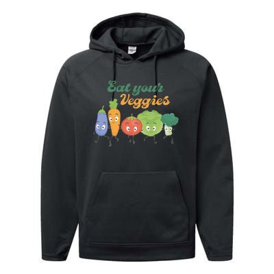 Eat Your Veggies Vegan Gift Idea Trending Performance Fleece Hoodie