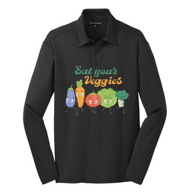 Eat Your Veggies Vegan Gift Idea Trending Silk Touch Performance Long Sleeve Polo