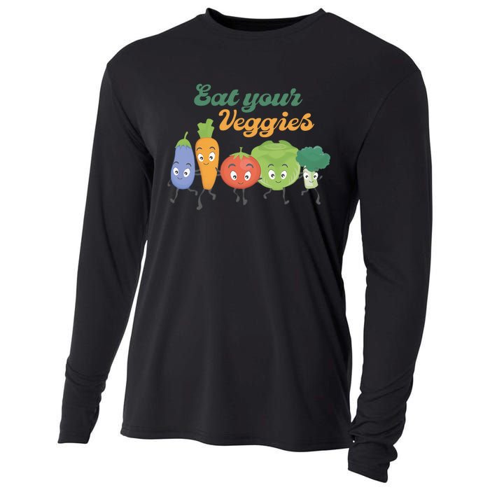 Eat Your Veggies Vegan Gift Idea Trending Cooling Performance Long Sleeve Crew