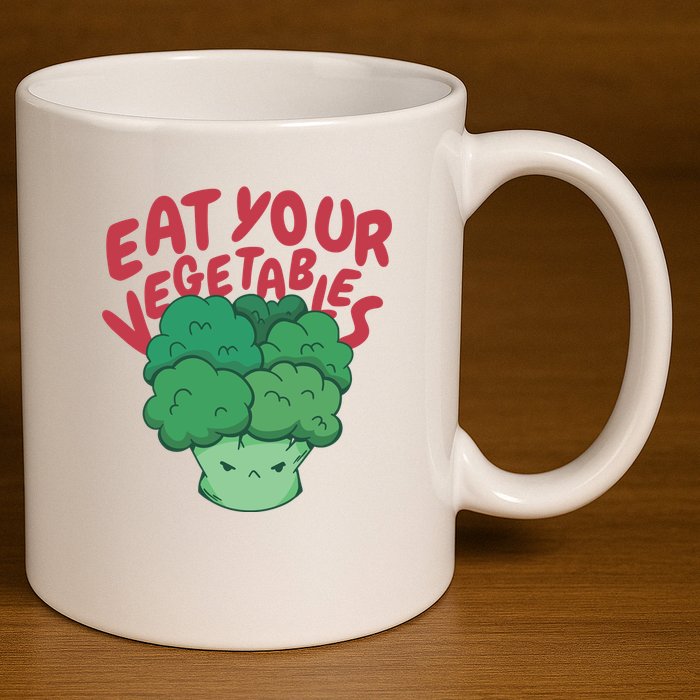 Eat Your Vegetables 11oz C Handle Ceramic Mug