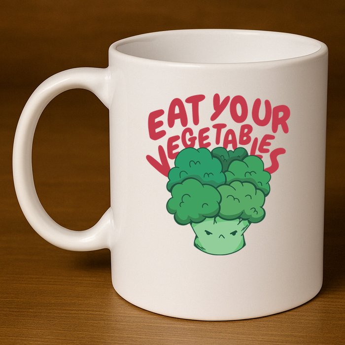 Eat Your Vegetables 11oz C Handle Ceramic Mug