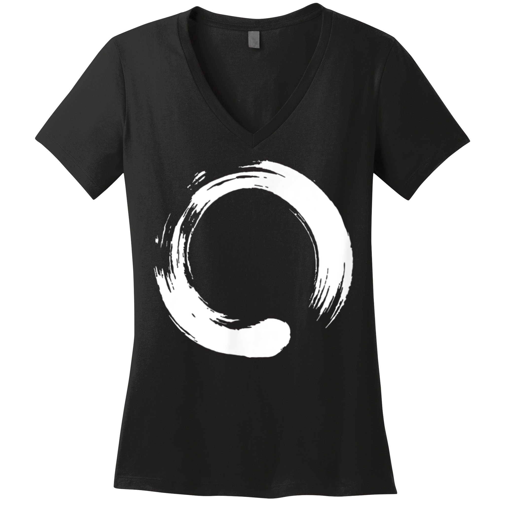 Enso Zen Circle Symbol Buddhism Buddha Meditation Yoga Women's V-Neck T-Shirt