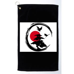 Enso Zen Circle And Bonsai Tree Funny Gift Platinum Collection Golf Towel