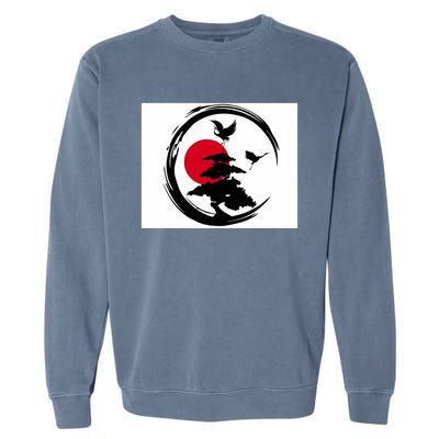 Enso Zen Circle And Bonsai Tree Funny Gift Garment-Dyed Sweatshirt