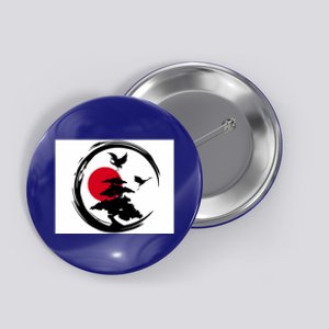 Enso Zen Circle And Bonsai Tree Funny Gift Button