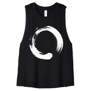 Enso Zen Circle Symbol Buddhism Buddha Meditation Yoga Women's Racerback Cropped Tank