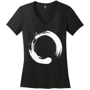 Enso Zen Circle Symbol Buddhism Buddha Meditation Yoga Women's V-Neck T-Shirt