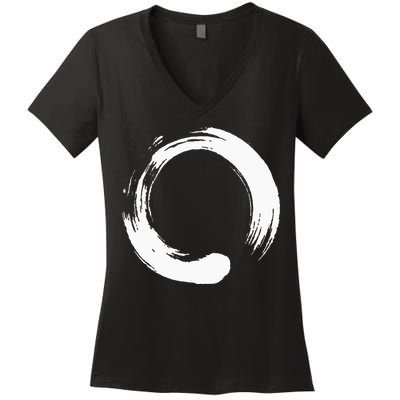 Enso Zen Circle Symbol Buddhism Buddha Meditation Yoga Women's V-Neck T-Shirt