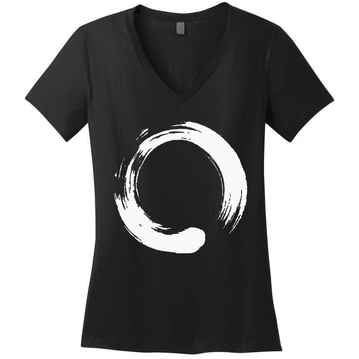 Enso Zen Circle Symbol Buddhism Buddha Meditation Yoga Women's V-Neck T-Shirt