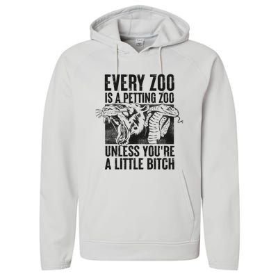 Every Zoo Is A Petting Zoo Funny Animal Design Performance Fleece Hoodie