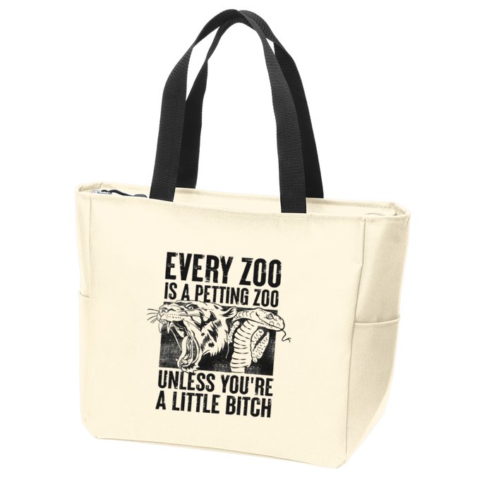 Every Zoo Is A Petting Zoo Funny Animal Design Zip Tote Bag