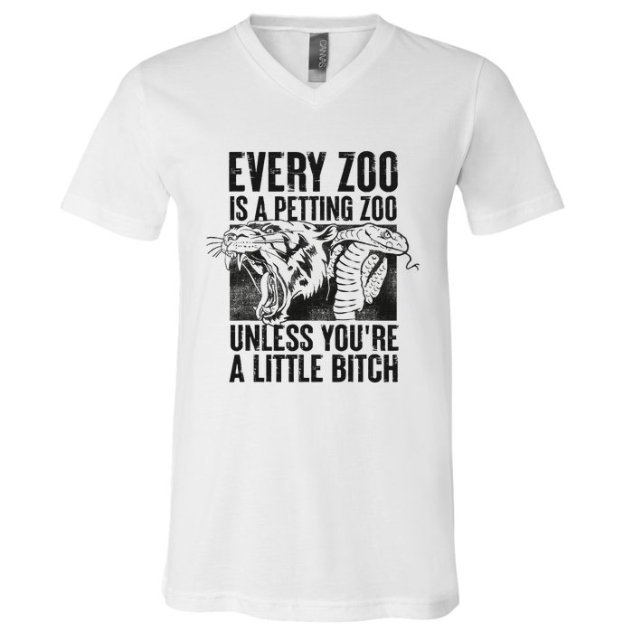 Every Zoo Is A Petting Zoo Funny Animal Design V-Neck T-Shirt