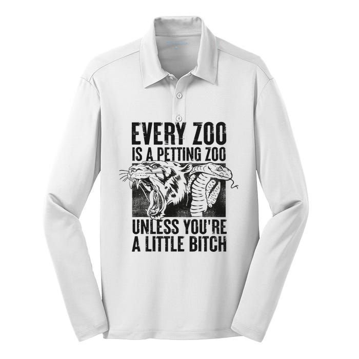 Every Zoo Is A Petting Zoo Funny Animal Design Silk Touch Performance Long Sleeve Polo