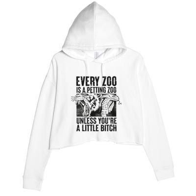 Every Zoo Is A Petting Zoo Funny Animal Design Crop Fleece Hoodie