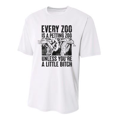 Every Zoo Is A Petting Zoo Funny Animal Design Performance Sprint T-Shirt