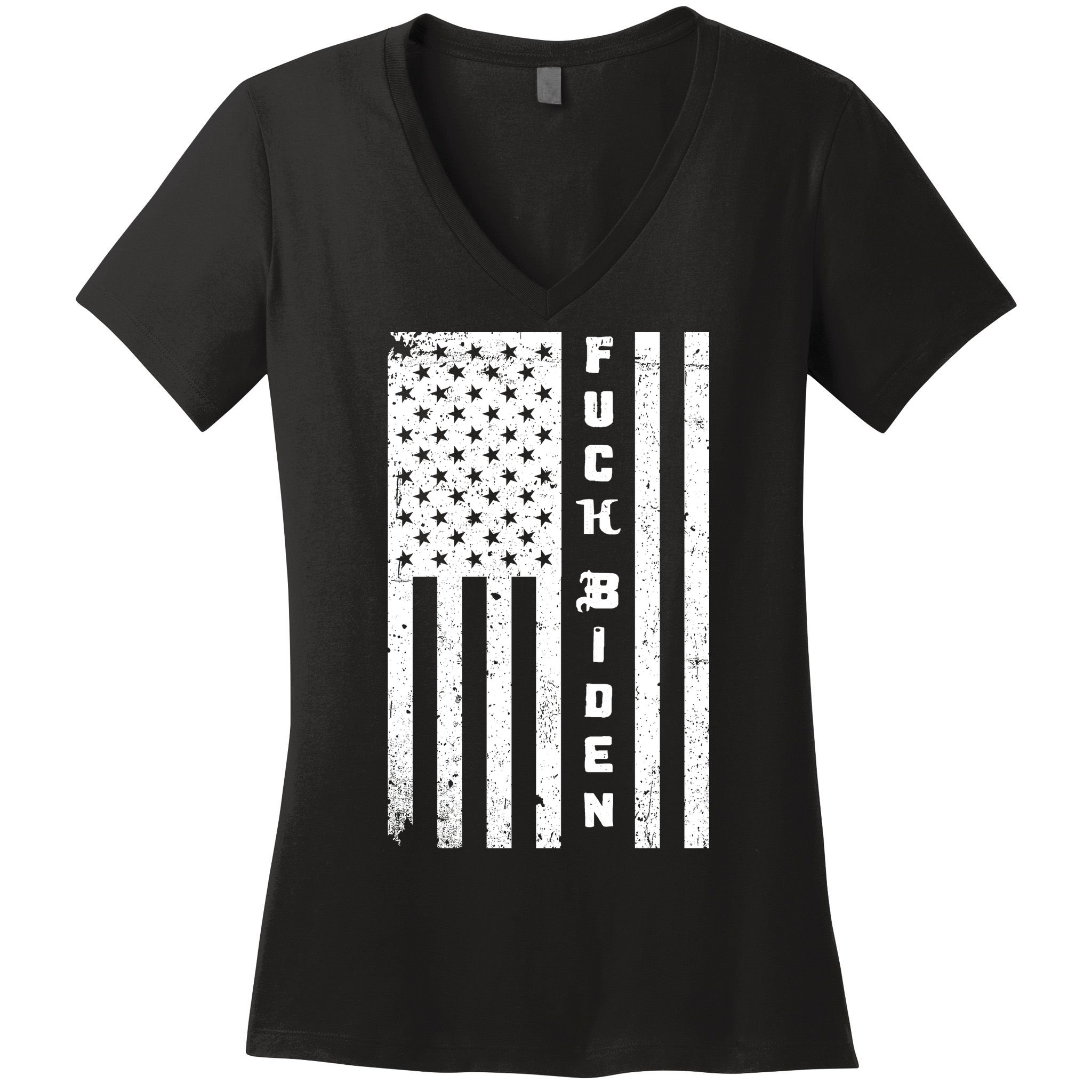 F--ck Biden American Flag Women's V-Neck T-Shirt