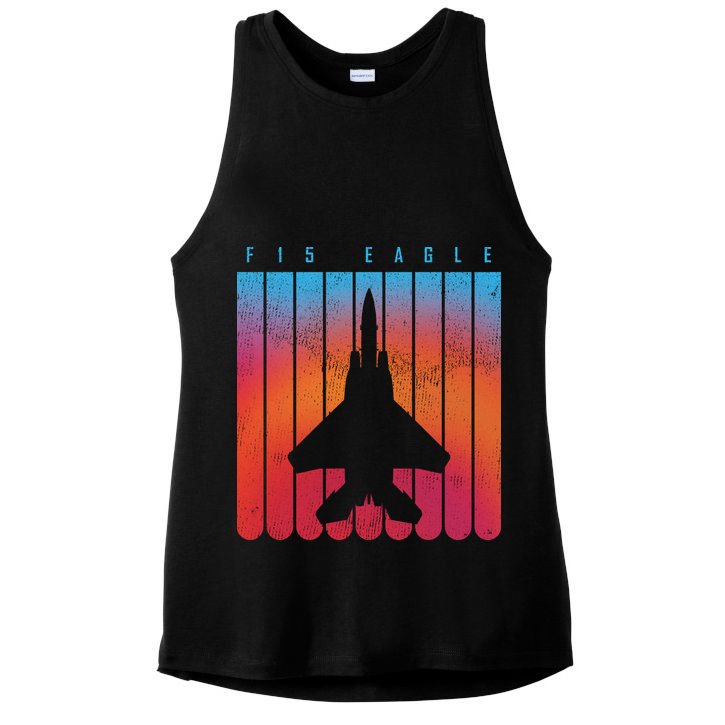 F-15 Eagle Jet Fighter Retro Ladies PosiCharge Tri-Blend Wicking Tank