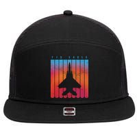 F-15 Eagle Jet Fighter Retro 7 Panel Mesh Trucker Snapback Hat