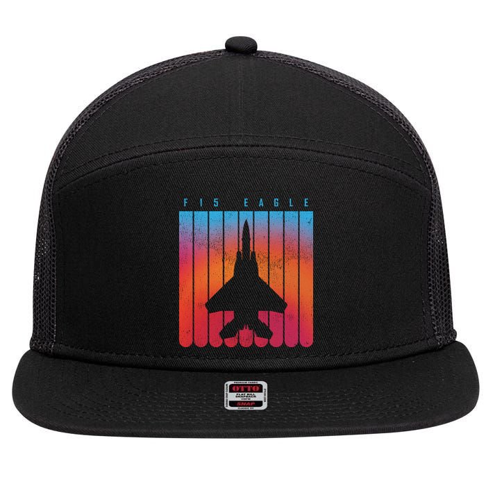 F-15 Eagle Jet Fighter Retro 7 Panel Mesh Trucker Snapback Hat