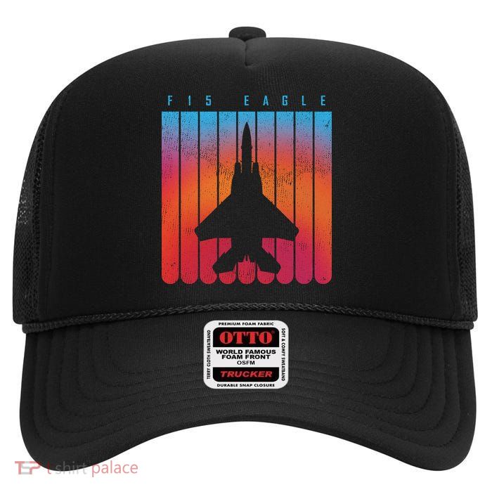F-15 Eagle Jet Fighter Retro High Crown Mesh Back Trucker Hat
