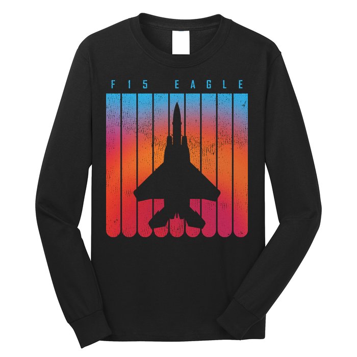 F-15 Eagle Jet Fighter Retro Long Sleeve Shirt