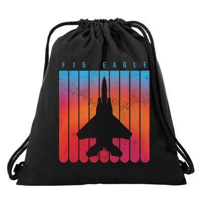 F-15 Eagle Jet Fighter Retro Drawstring Bag