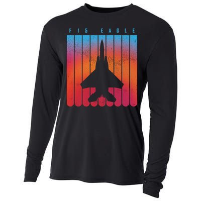 F-15 Eagle Jet Fighter Retro Cooling Performance Long Sleeve Crew