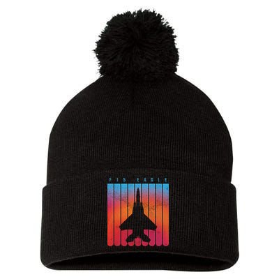 F-15 Eagle Jet Fighter Retro Pom Pom 12in Knit Beanie