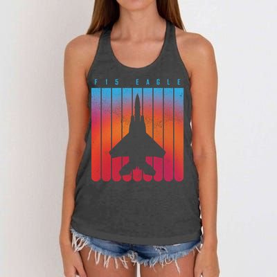 F-15 Eagle Jet Fighter Retro Women's Knotted Racerback Tank