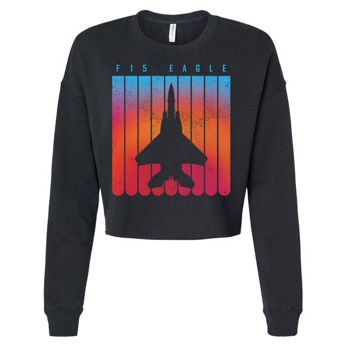 F-15 Eagle Jet Fighter Retro Cropped Pullover Crew