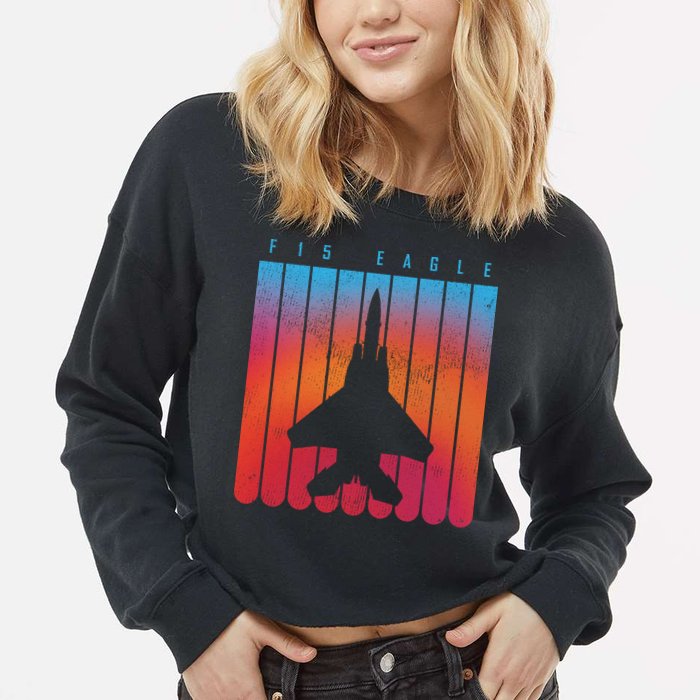 F-15 Eagle Jet Fighter Retro Cropped Pullover Crew