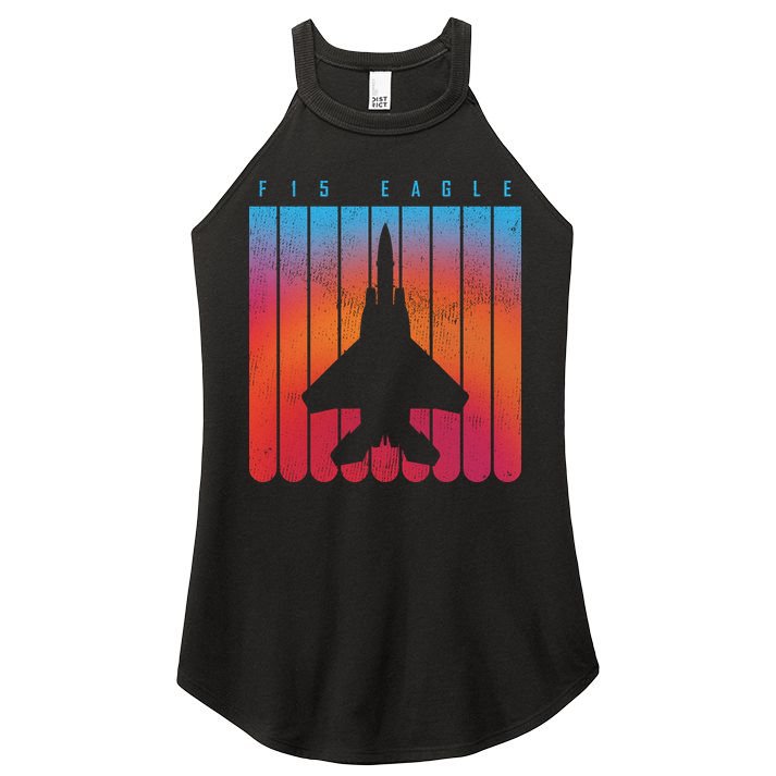 F-15 Eagle Jet Fighter Retro Women's Perfect Tri Rocker Tank