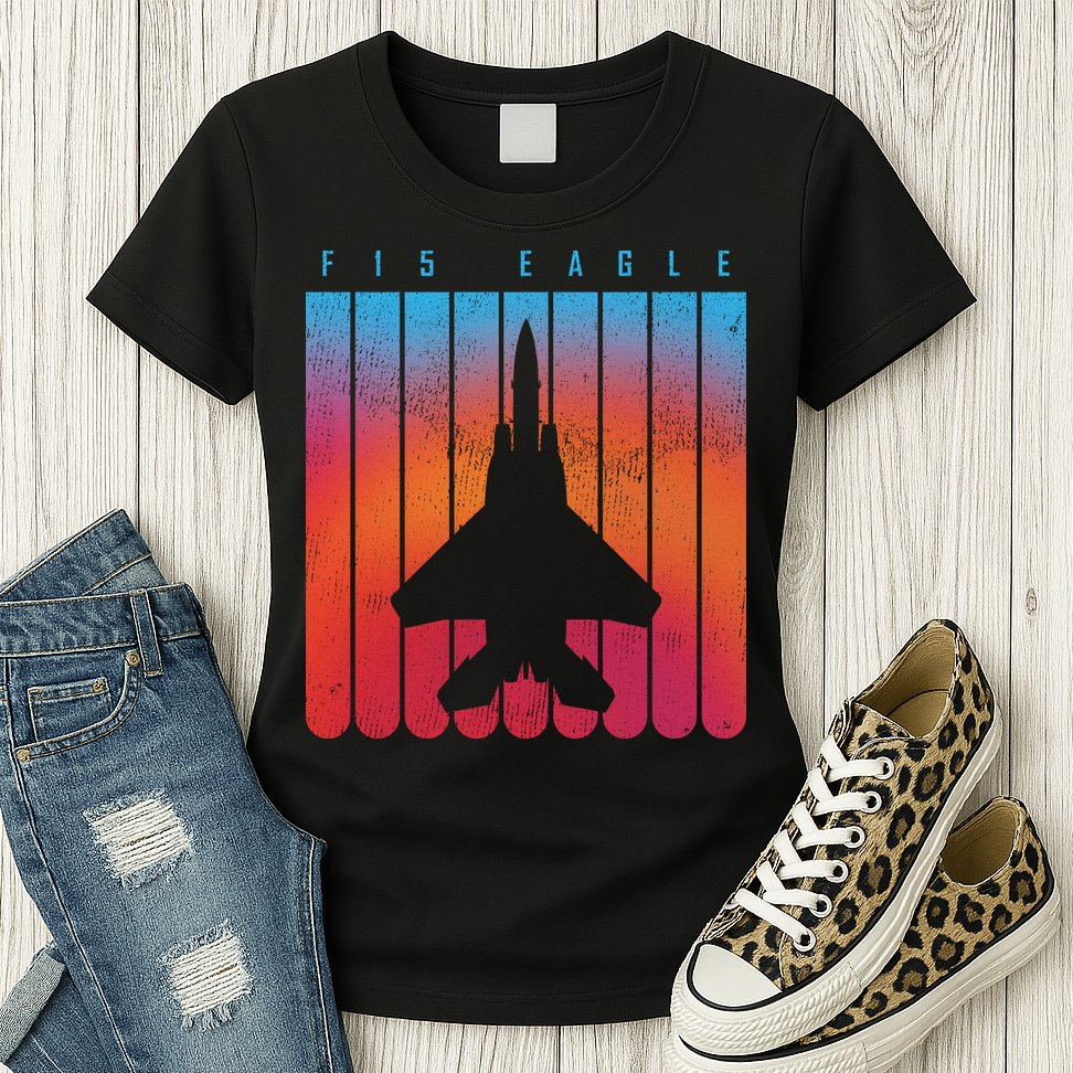 F-15 Eagle Jet Fighter Retro Womens T-Shirt