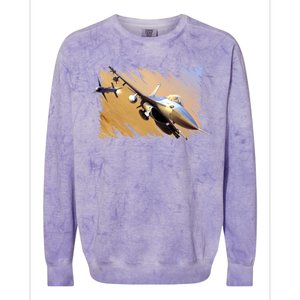 F-16 Fighter Jet Colorblast Crewneck Sweatshirt