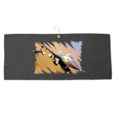 F-16 Fighter Jet Large Microfiber Waffle Golf Towel