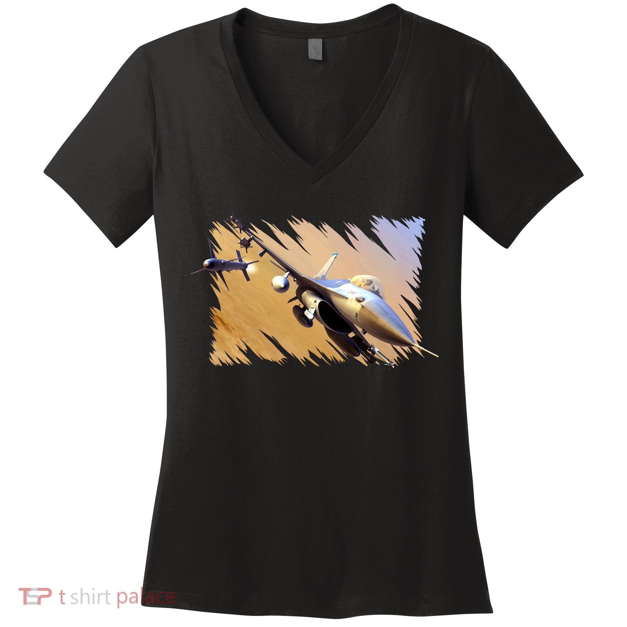 F-16 Fighter Jet Women's V-Neck T-Shirt