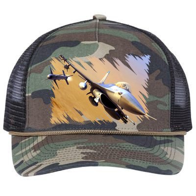 F-16 Fighter Jet Retro Rope Trucker Hat Cap