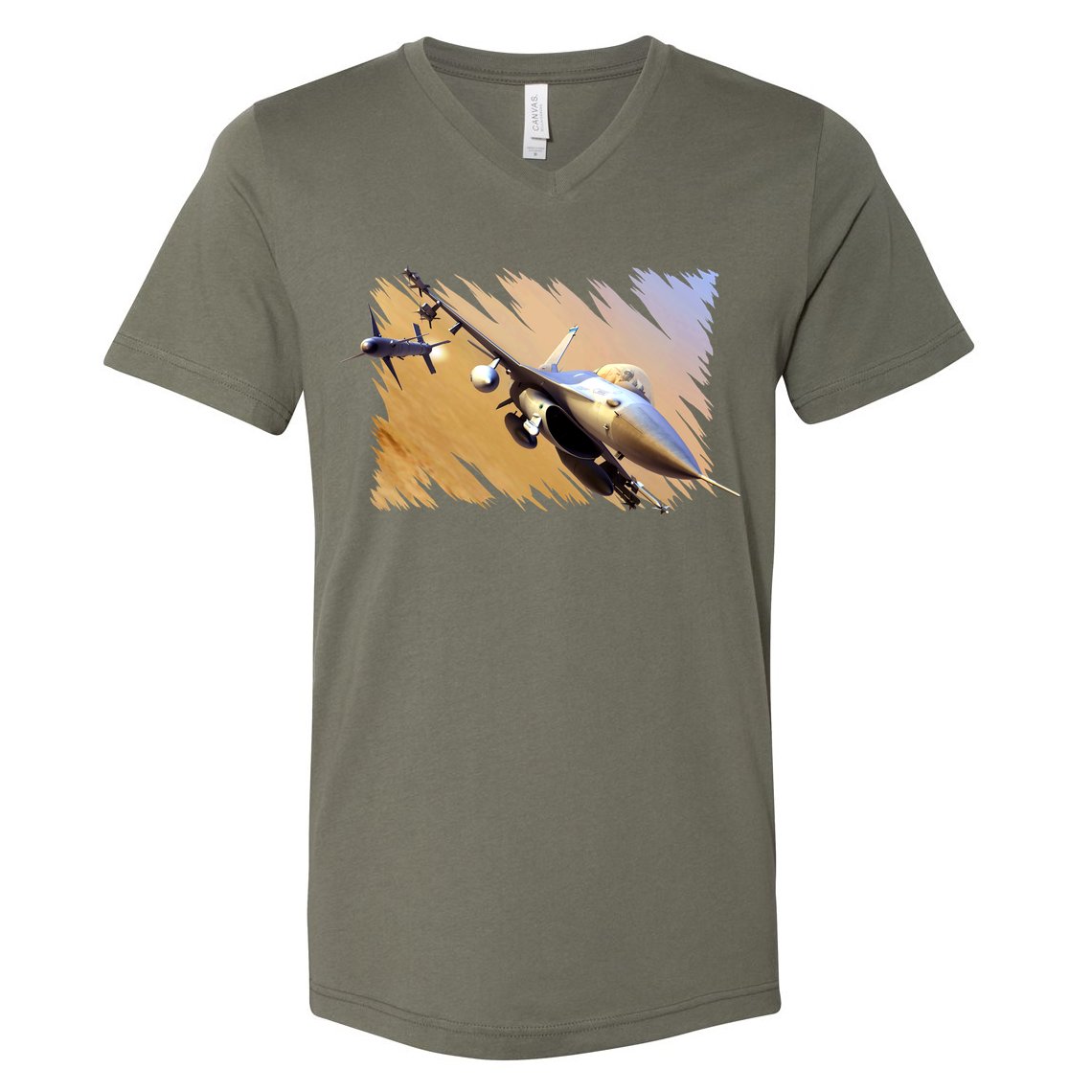 F-16 Fighter Jet V-Neck T-Shirt