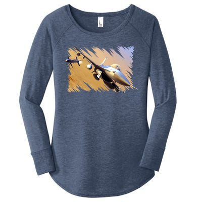 F-16 Fighter Jet Women's Perfect Tri Tunic Long Sleeve Shirt