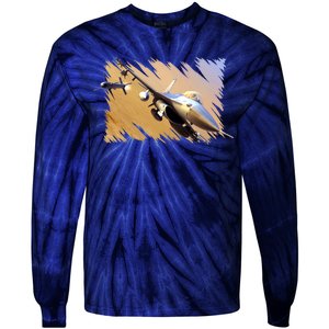 F-16 Fighter Jet Tie-Dye Long Sleeve Shirt