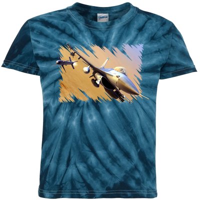 F-16 Fighter Jet Kids Tie-Dye T-Shirt