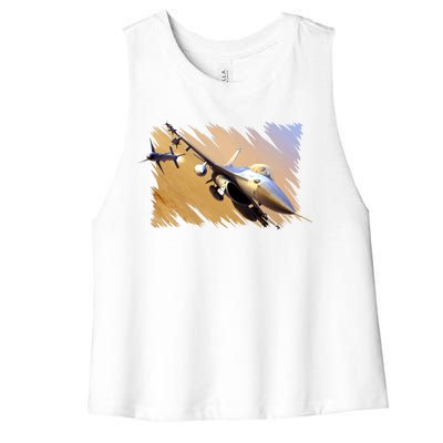 F-16 Fighter Jet Women's Racerback Cropped Tank