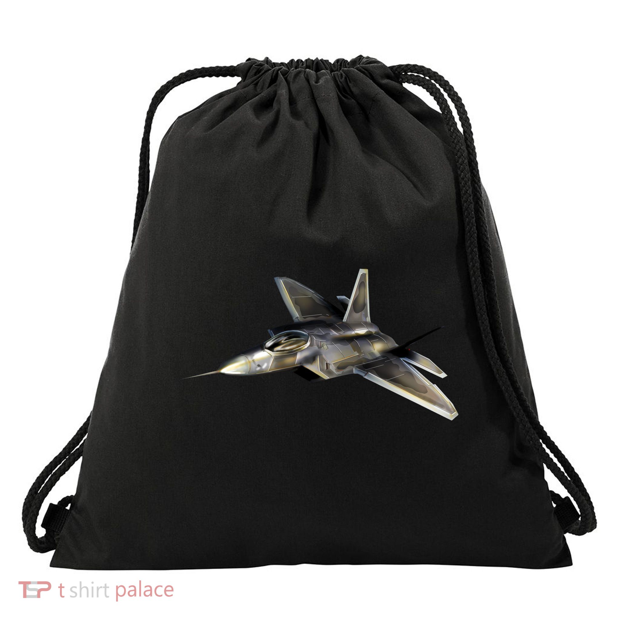 F-22 Raptor Fighter Jet Drawstring Bag